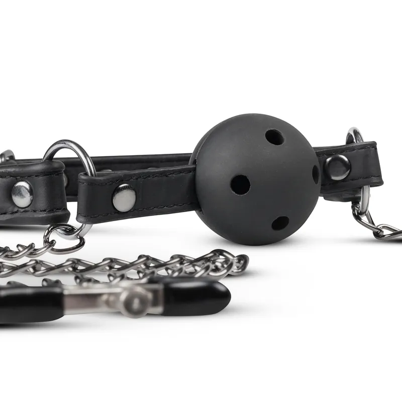 EasyToys »Offener Ball« Mundknebel mit Nippelklemmen