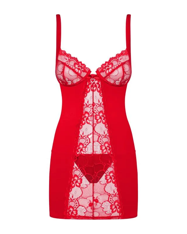 Obsessive Kleid Transparent Rot