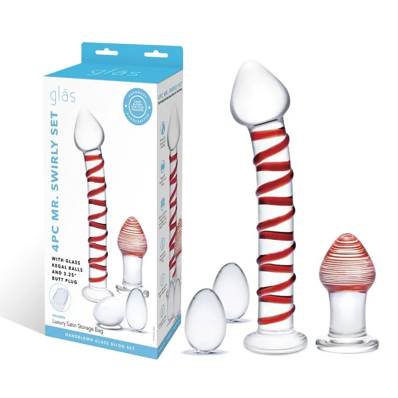 Glas - Mr. Swirly 4 pc Set with Glass Kegel Balls & Butt Plu