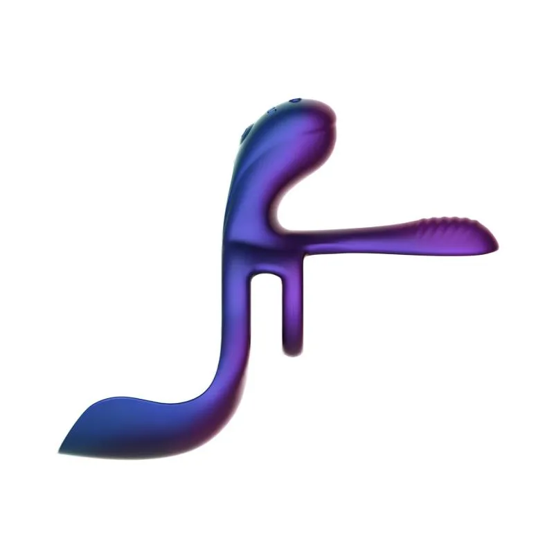 Hueman - Zenith Cockring mit Eichel- und Dammstimulator - Lila