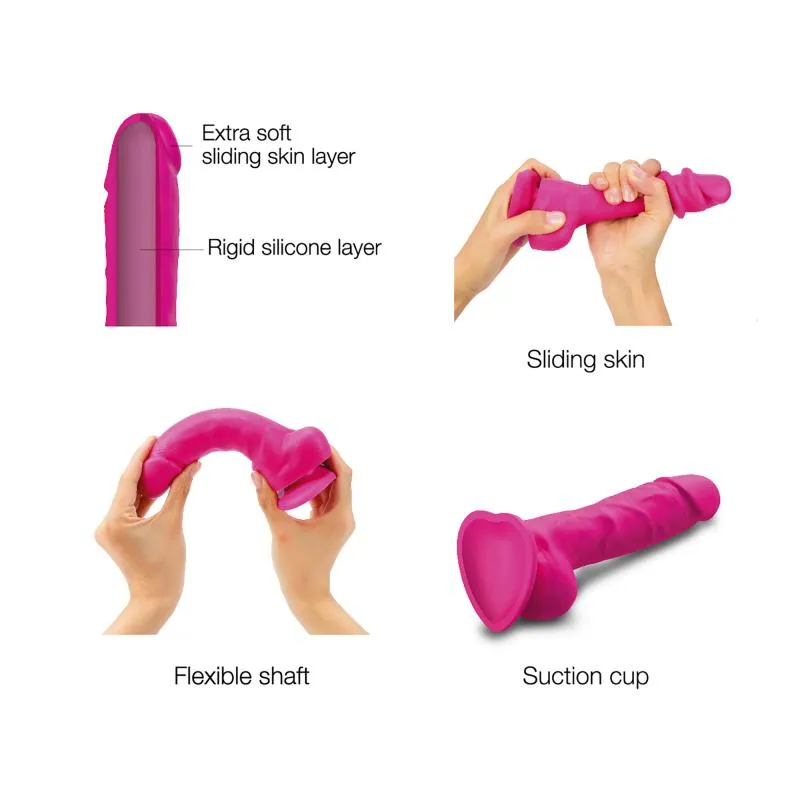 Strap-On-Me - Sliding Skin Realistic Dildo Fuchsia L