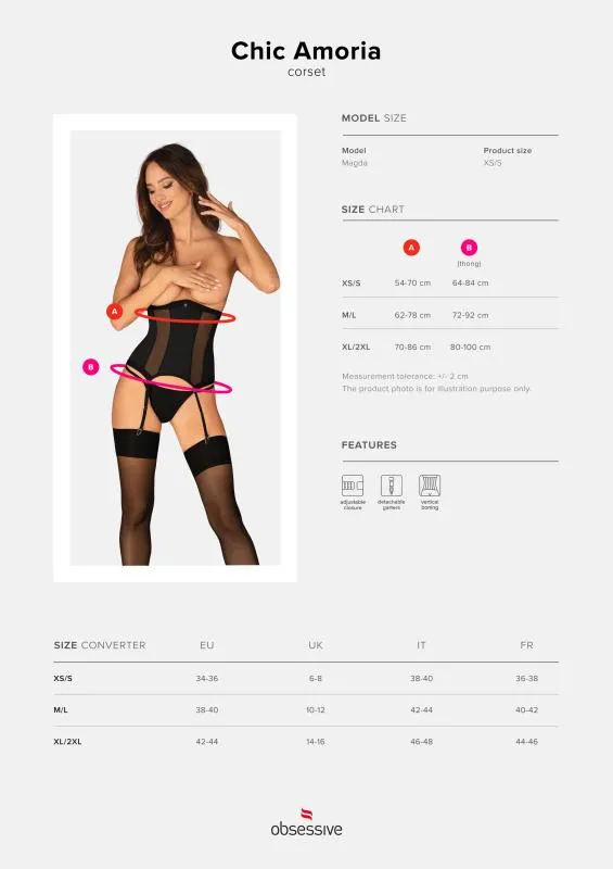 Obsessive - Chic Amoria Offenes Korsett und String - Schwarz