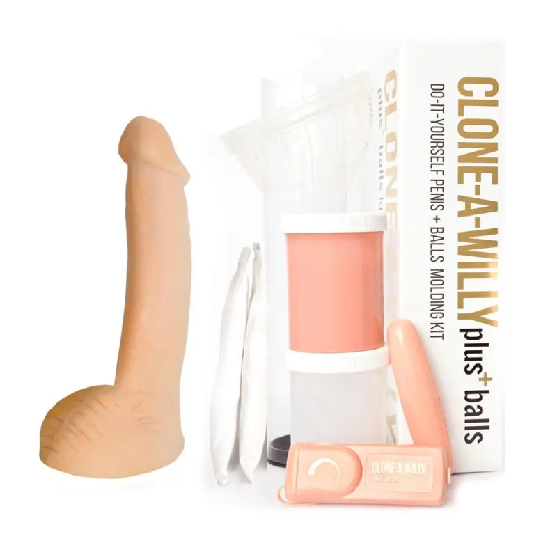Clone-A-Willy – Vibrator-Dildo-Kit mit Hoden – Beige