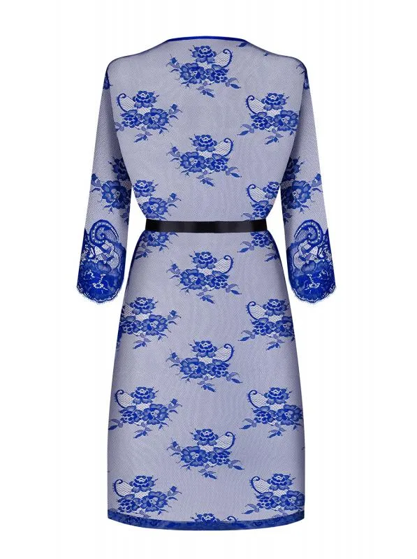 Kobaltfarbener Kimono aus Spitze - Blau