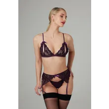 Christine - Axelle 3-tlg Set - Offener Schritt & Cups Lila Christine - Axelle 3-tlg Set - Offener Schritt & Cups Lila
