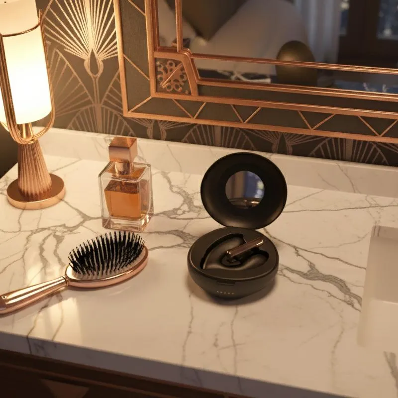 Rosy Gold – Tragbarer Vibrator mit Luxus Ladeetui – Schwarz