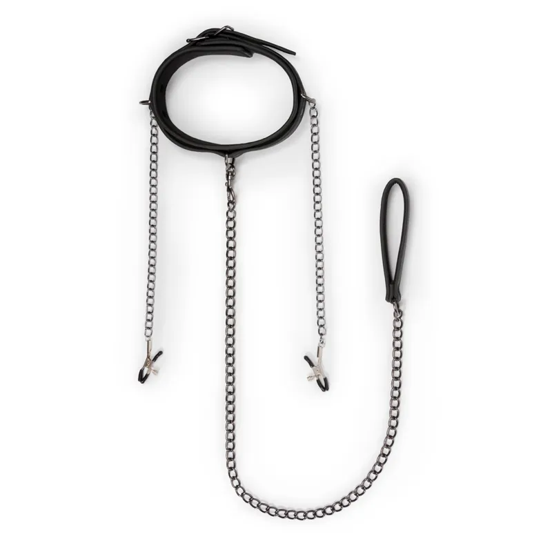 EasyToys Halsband mit Leine & Nippelklemmen