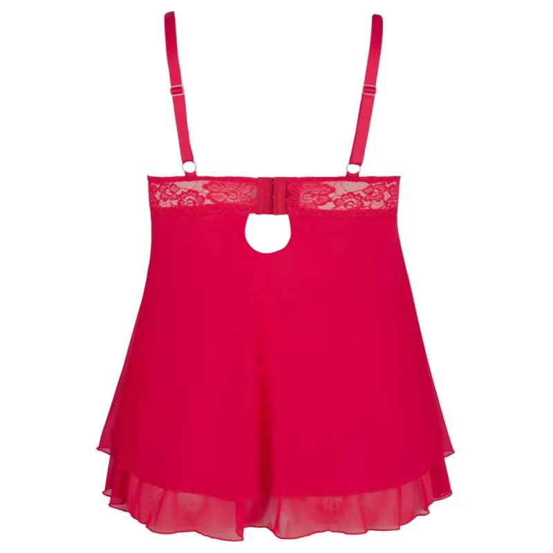 Cottelli Collection - Babydoll mit geschlitzten Spitzen-Cups