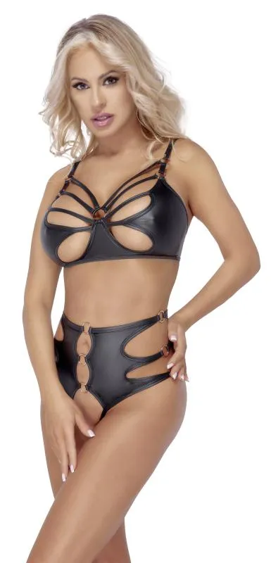 Cottelli LINGERIE – Soft Bra & Offene Panty Set – Schwarz