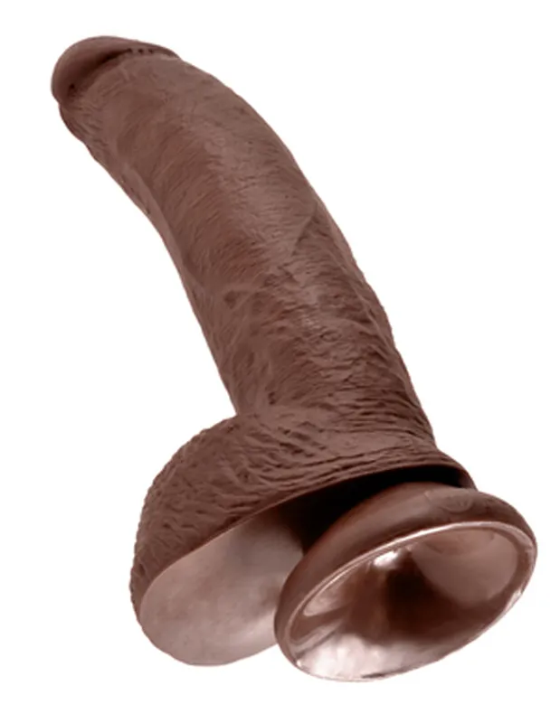 King Cock Dildo mit Hoden - 25 cm - Dunkel