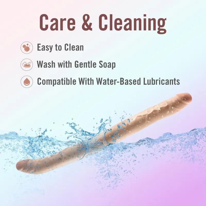 Dr. Skin – Plus 35,5 cm Flexibler Doppeldildo – Beige