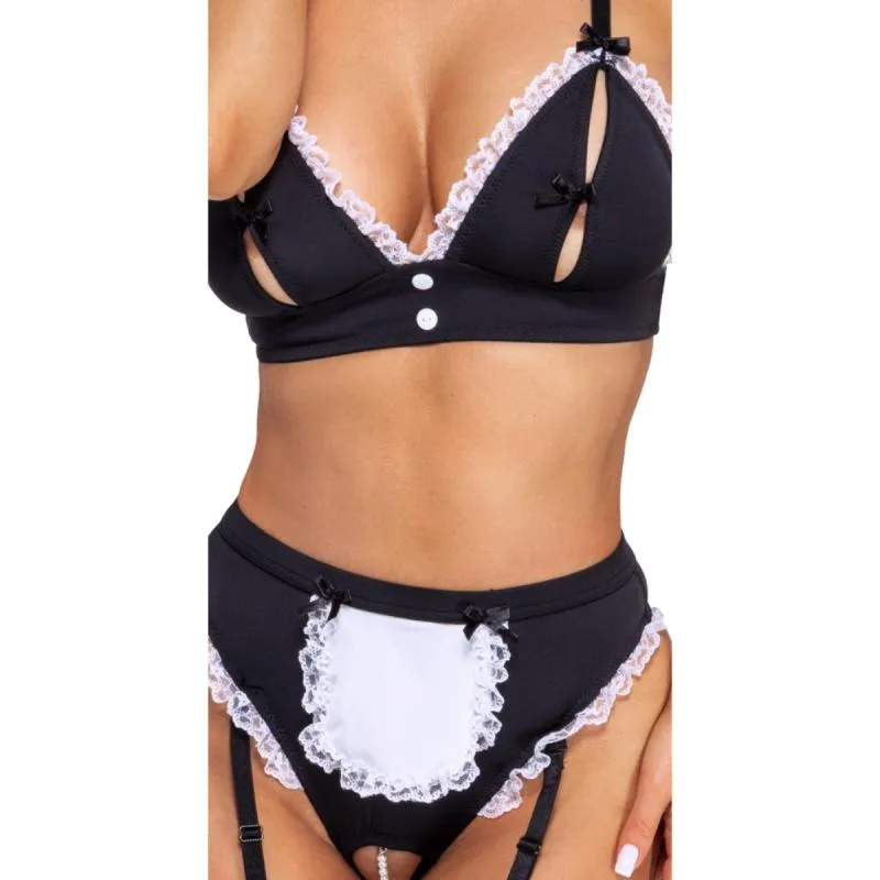 Cottelli Collection – Dienstmädchen-Set – Schwarz