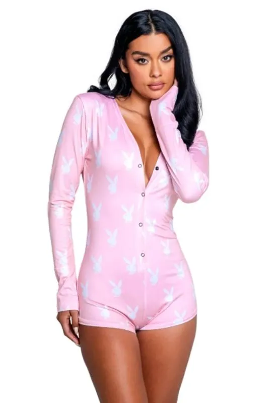 Playboy Lingerie - Slumber Bunny Onesie - Rosa