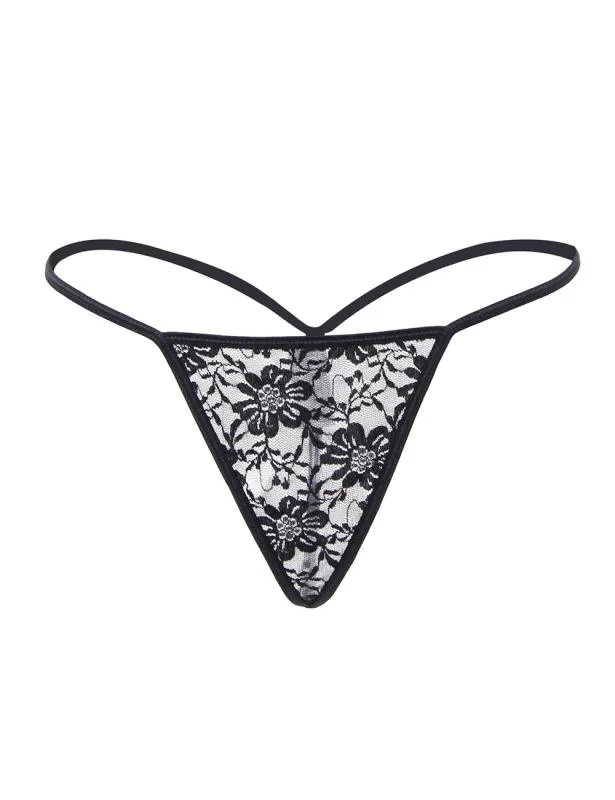 2er-Pack Spitzen-Tangas - Schwarz