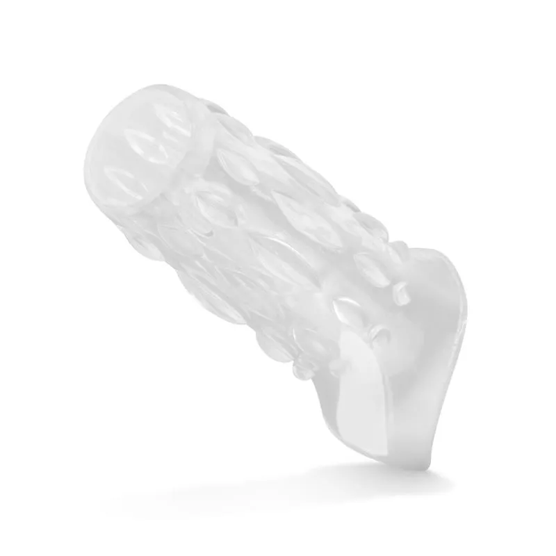 Gerippte offene Penis-Hülle - Transparent
