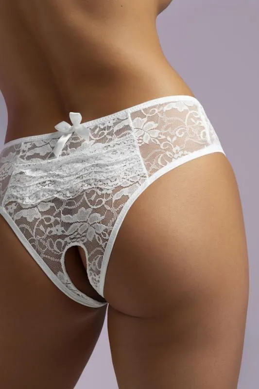 Christine - Sexy Lace Crotchless Panty - Weiß