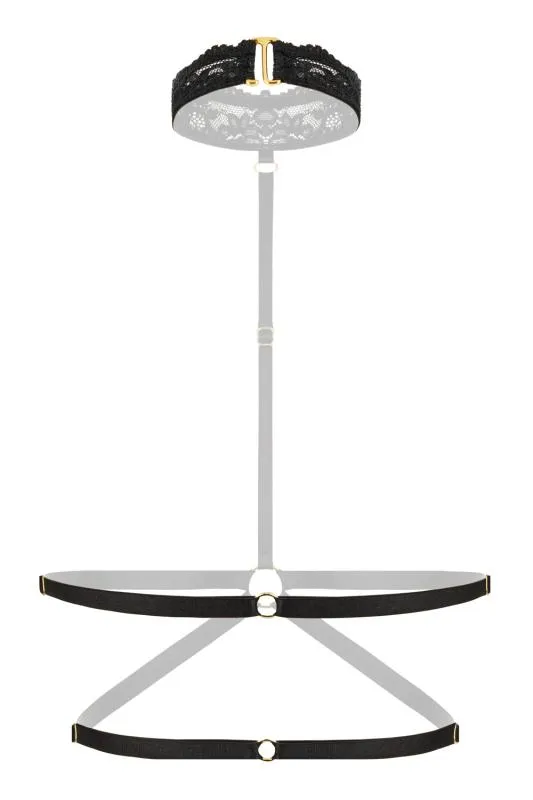 Christine - Riemchen-Harness Bralette mit Spitze Viola - Schwarz