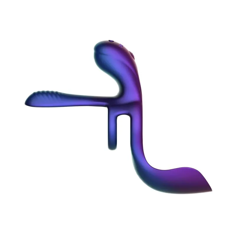 Hueman - Zenith Cockring mit Eichel- und Dammstimulator - Lila