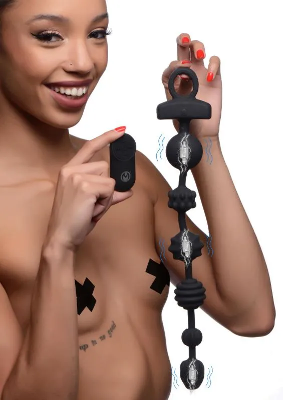 Master Series »Dark Rattler« Analkette mit Vibration & Fernbedienung