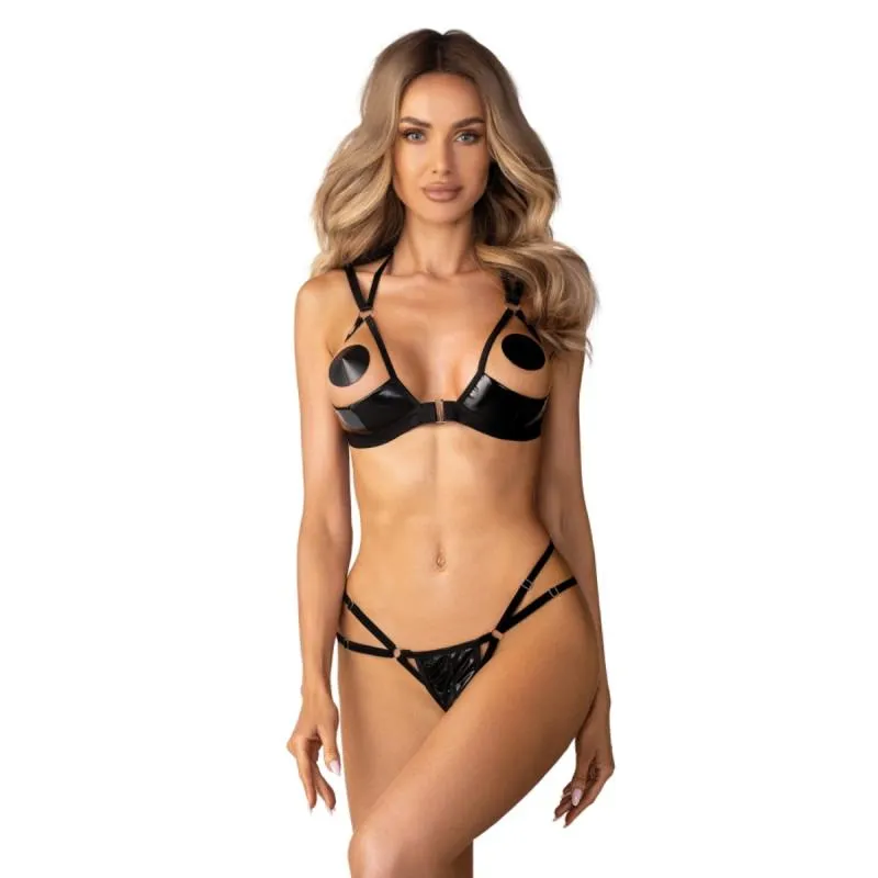 Obsessive – Keira Lise 2-teiliges Offenes Set – Schwarz