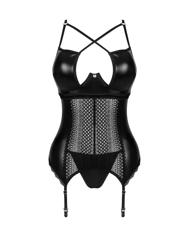 Obsessive - Norides Korsett & String - Schwarz