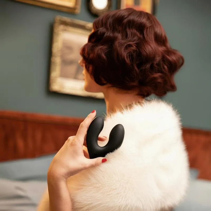 Rosy Gold – Tragbarer Vibrator mit Luxus Ladeetui – Schwarz