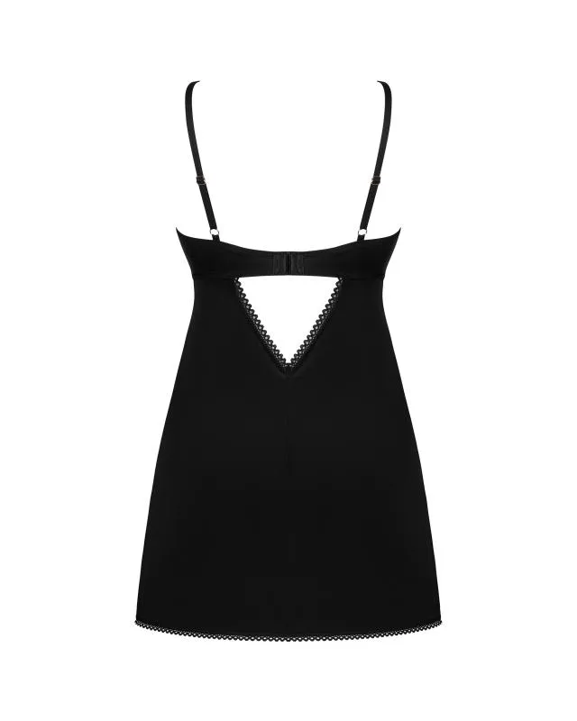 Obsessive - Rosenty Babydoll & String - Schwarz/Lila
