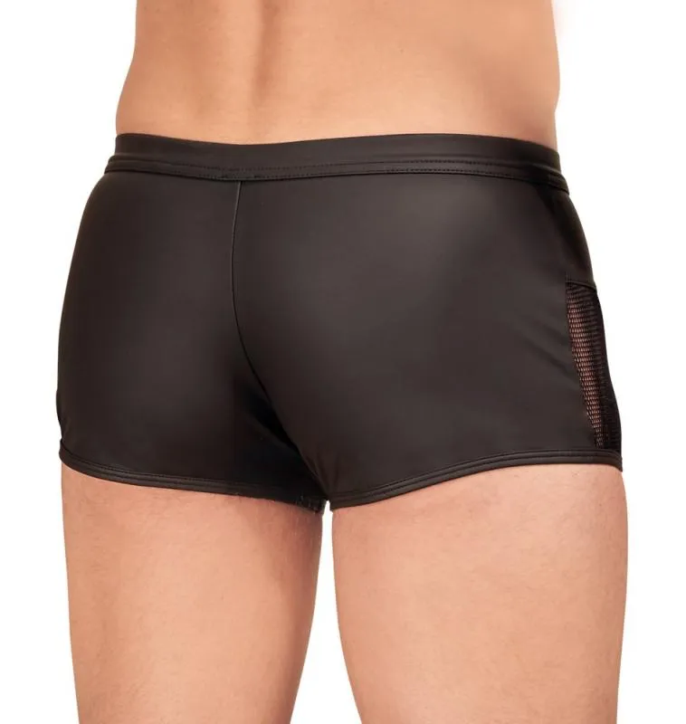 Herren Boxershort mit Reißverschluss in Lederoptik - Schwarz