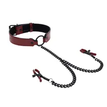 Sportsheets - Saffron Collar with Nipple Clamps Sportsheets - Saffron Collar with Nipple Clamps