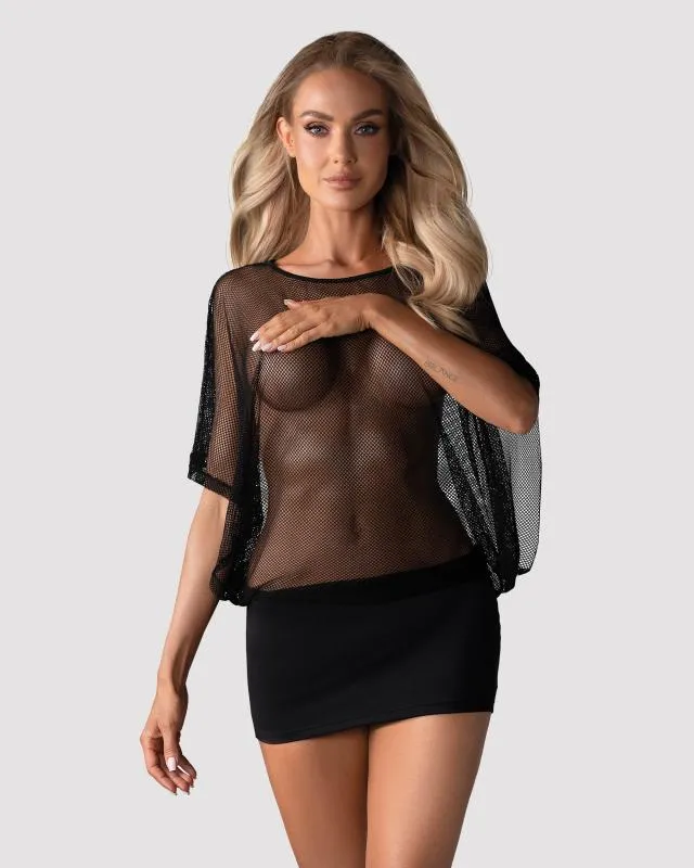 Punk-Kleid & Tanga - schwarz