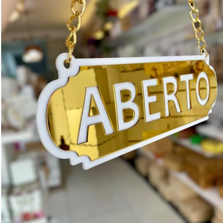 PLACA DE SINALIZAÇÃO ABERTO E FECHADO EM ACRLICO ESPELHADO ( COM VENTOSA ) PLACA DE SINALIZAÇÃO ABERTO E FECHADO EM ACRLICO ESPELHADO ( COM VENTOSA )