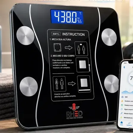 Balança Digital Bioimpedância Profissional smart IMC Bluetooth Corporal Aparelho Alta Capacidade aplicativo App para Android e para IOS Balança De Banheiro Academia Balança Digital Bioimpedância Profissional smart IMC Bluetooth Corporal Aparelho Alta Capacidade aplicativo App para Android e para IOS Balança De Banheiro Academia
