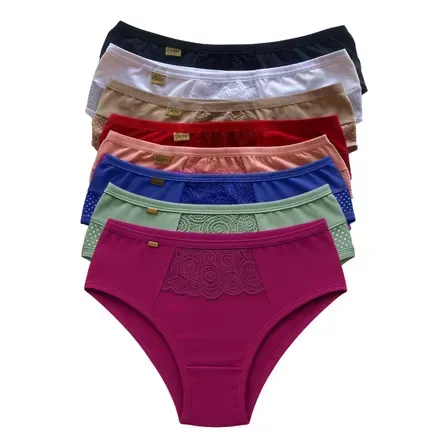 Kit 5 Calcinha Feminina Cintura Alta Cós Alto Conforto Kit 5 Calcinha Feminina Cintura Alta Cós Alto Conforto