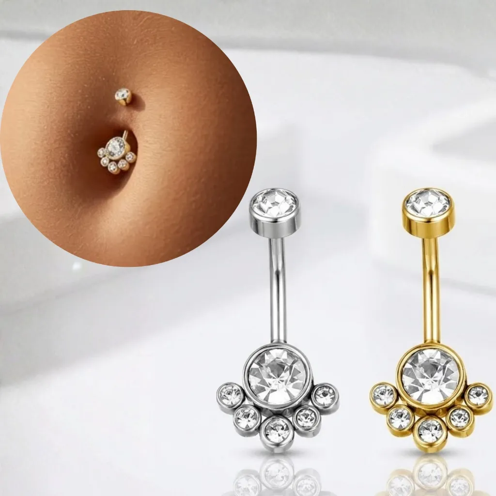 Piercing Indiano Umbigo Banana Bell Cacho Zircônias Feminino Acessórios Prata Dourado Aço Cirúrgico Anti Alérgico Piercing Indiano Umbigo Banana Bell Cacho Zircônias Feminino Acessórios Prata Dourado Aço Cirúrgico Anti Alérgico