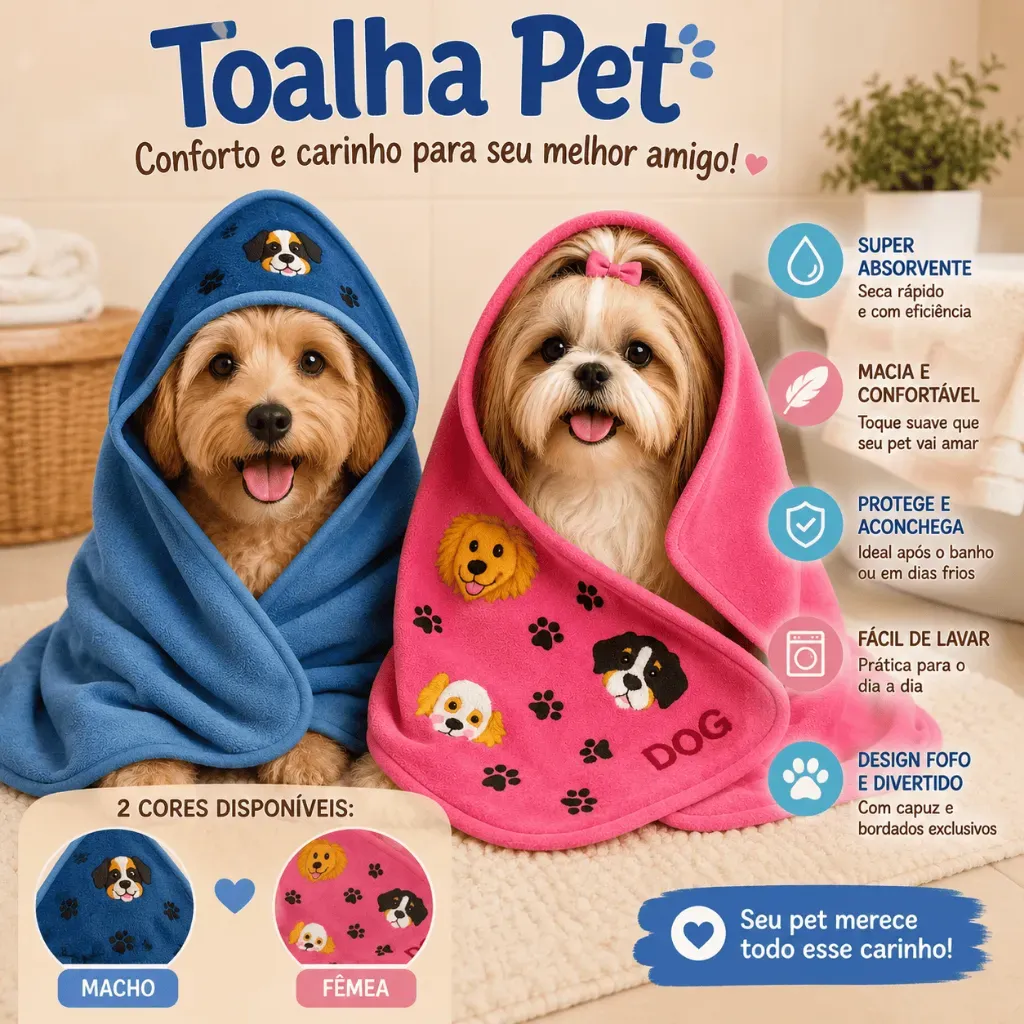 Toalha Pet Super Absorvente para Cachorro e Gato Secagem Rápida Tamanho 70 x 70 Toalha Pet Super Absorvente para Cachorro e Gato Secagem Rápida Tamanho 70 x 70