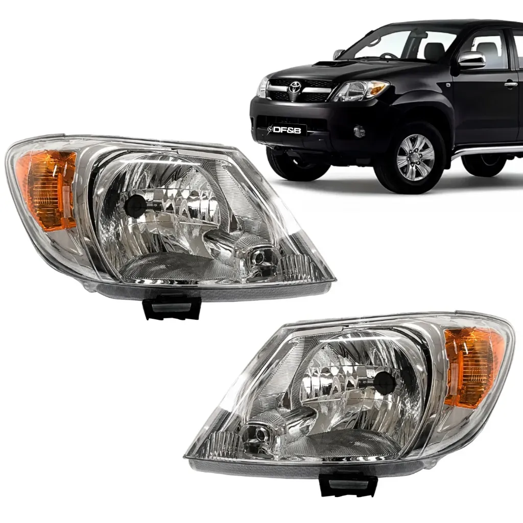 Farol Hilux 2005 2006 2007 2008 2009 Pisca Ambar Cromado Farol Hilux 2005 2006 2007 2008 2009 Pisca Ambar Cromado