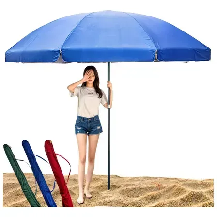 Guarda Sol Gigante 2,40m Uv Praia Piscina Respirável Verão Azul Liso Guarda Sol Gigante 2,40m Uv Praia Piscina Respirável Verão Azul Liso