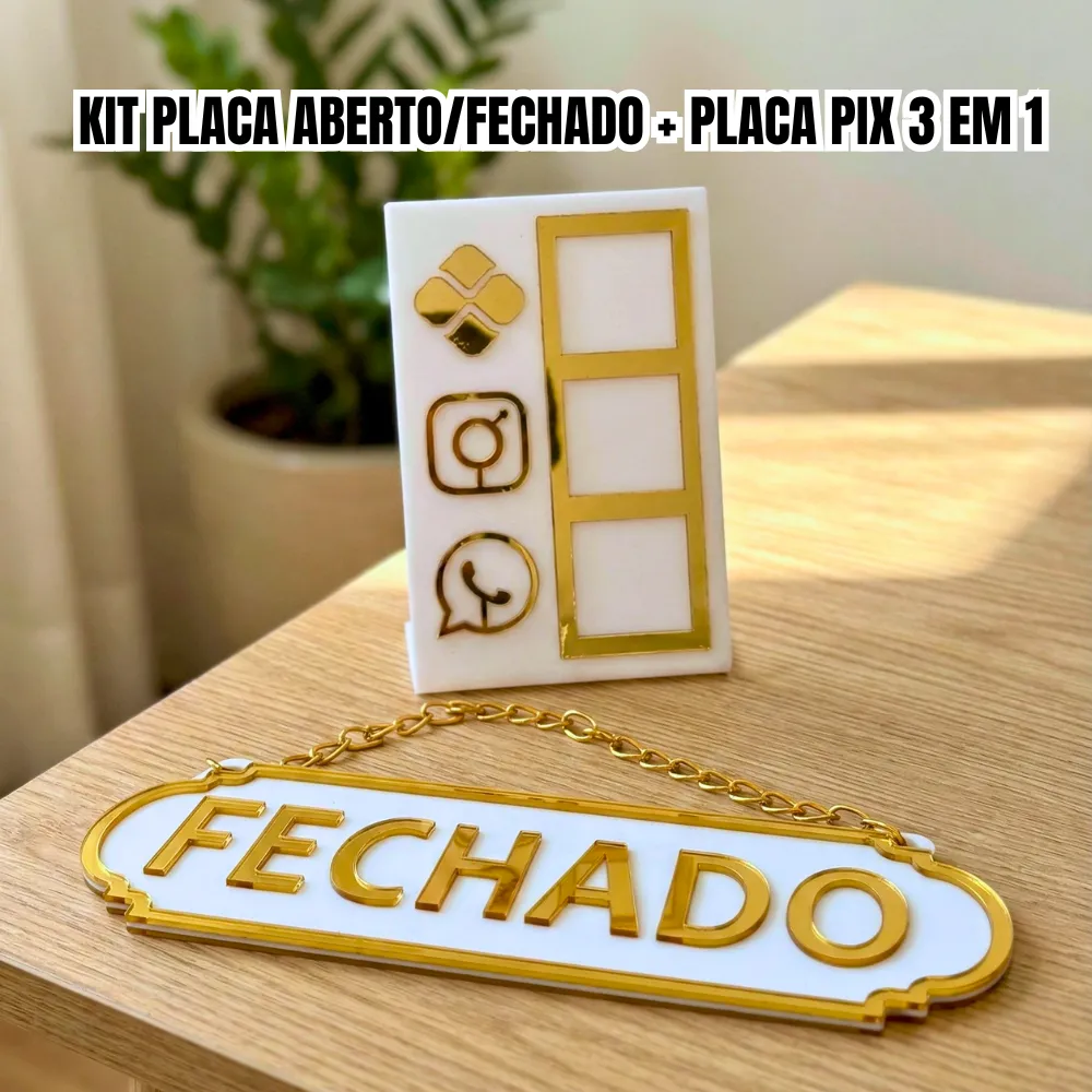KIT PLACA ABERTO E FECHADO TRADICIONAL E PLACA PIX QRCODE DIPLAY 3 EM 1 KIT PLACA ABERTO E FECHADO TRADICIONAL E PLACA PIX QRCODE DIPLAY 3 EM 1