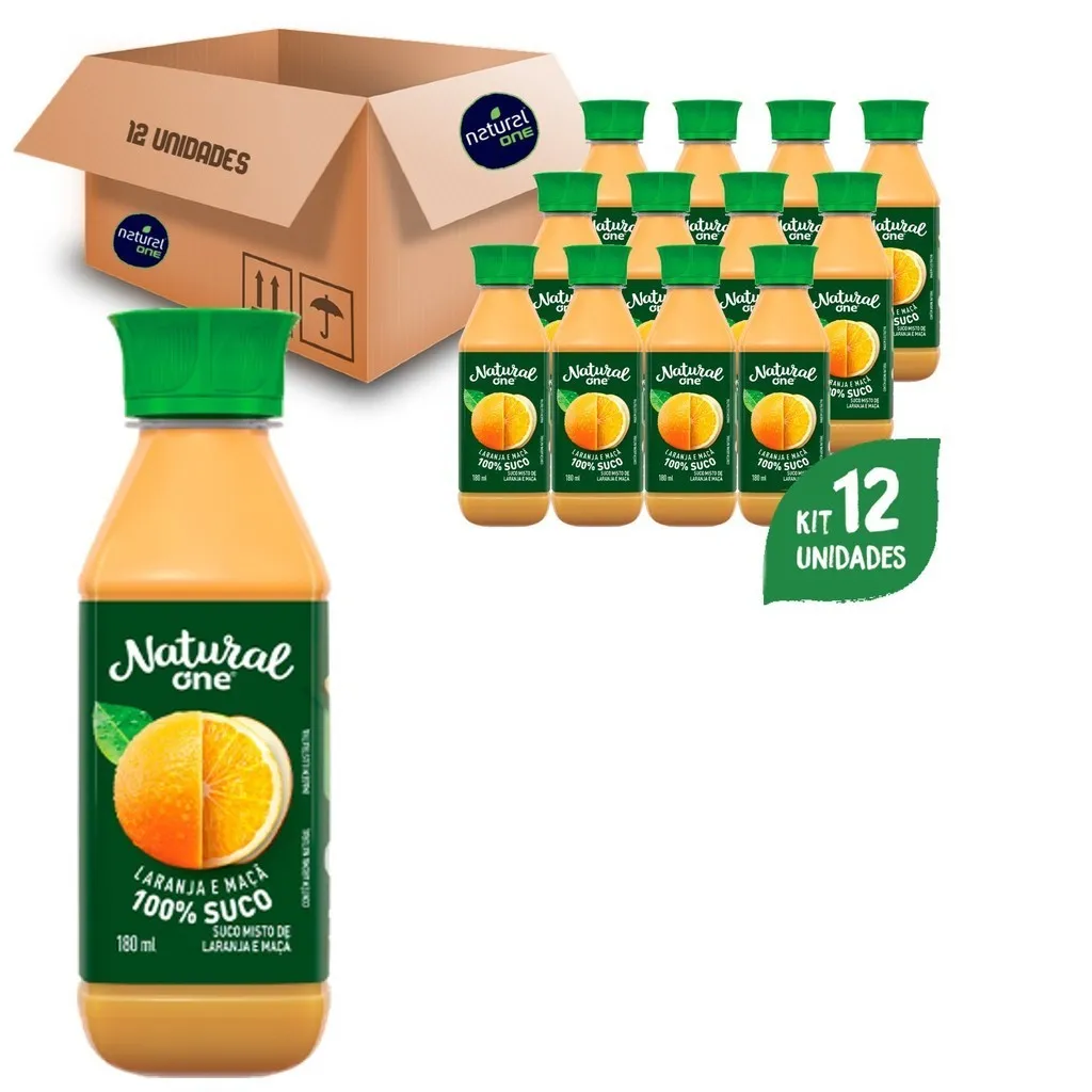 Suco Natural One Laranja e Maçã Ambiente 180ml (12 Unidades) Suco Natural One Laranja e Maçã Ambiente 180ml (12 Unidades)