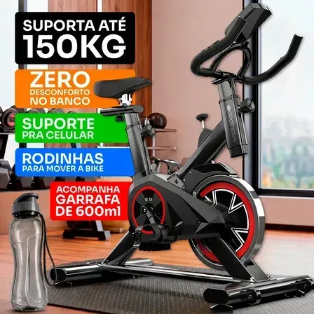 Bicicleta Ergometrica Spinning GoodVision Profissional Para Cardio Fitness Musculação Atividade Física Inercia Cor Preto e Vermelho ate 150kg Bicicleta Ergometrica Spinning GoodVision Profissional Para Cardio Fitness Musculação Atividade Física Inercia Cor Preto e Vermelho ate 150kg