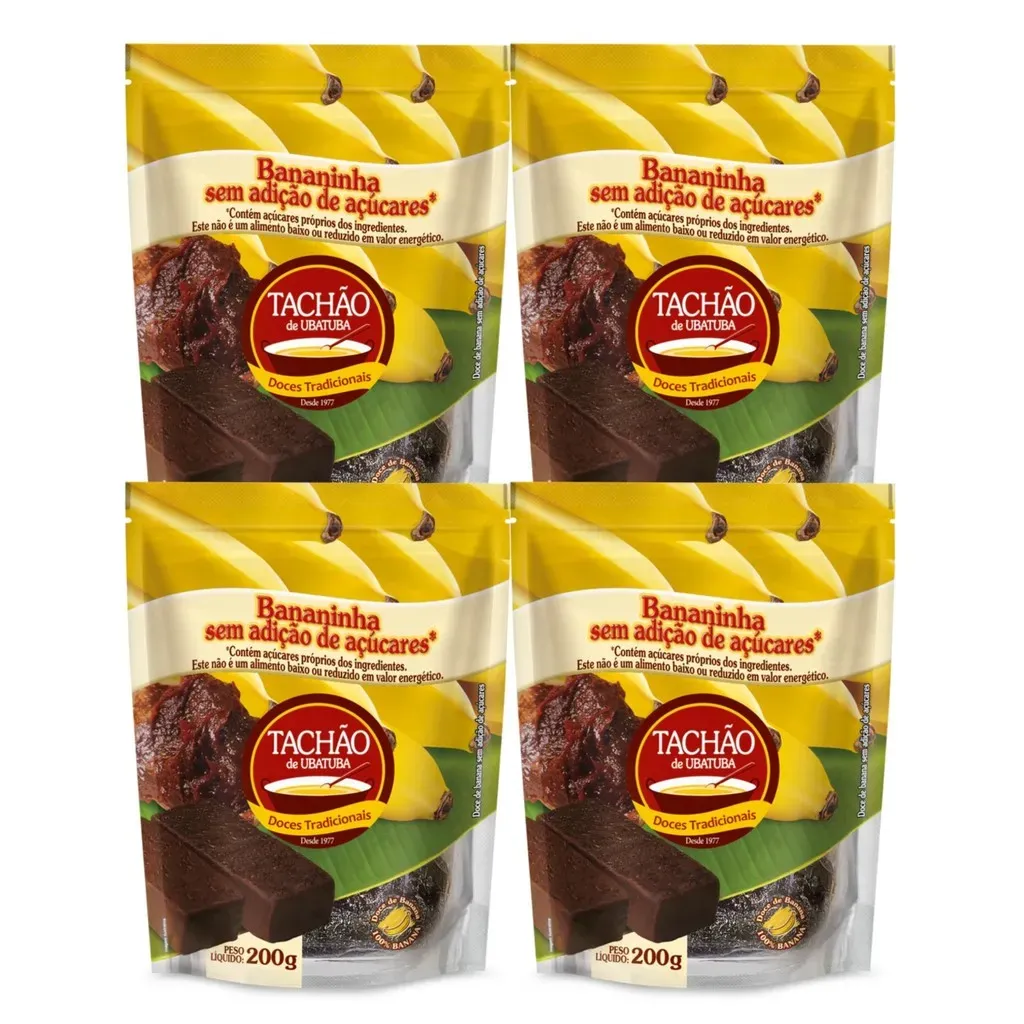 Kit 4un Bananinha s/ adição de Açúcar TACHÃO DE UBATUBA 200g Kit 4un Bananinha s/ adição de Açúcar TACHÃO DE UBATUBA 200g