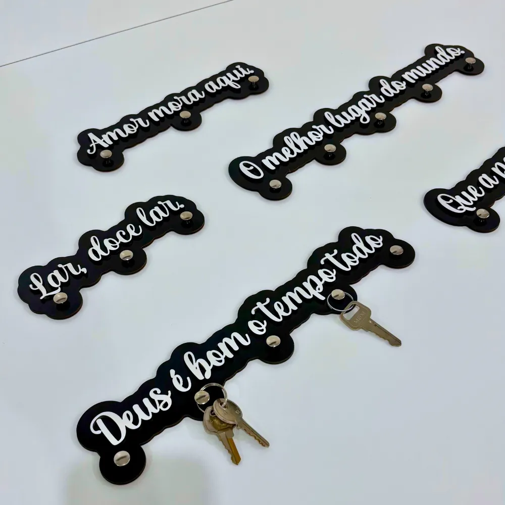Porta Chave de Parede sem Furo Decorativo Moderno Mdf preto Inspirador Porta Chave de Parede sem Furo Decorativo Moderno Mdf preto Inspirador