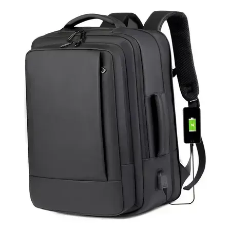 Mochila À Prova D'água Reforçada Expansível Para Viagens Diá Preto Mochila À Prova D'água Reforçada Expansível Para Viagens Diá Preto