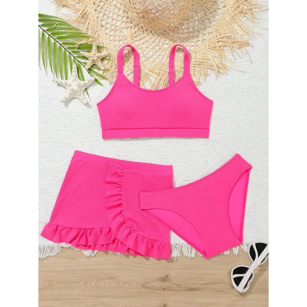 WD VEST Conjunto Praia Juvenil: Biquíni com Saída de Praia Canelada em Cor Lisa 2025 - J3028 WD VEST Conjunto Praia Juvenil: Biquíni com Saída de Praia Canelada em Cor Lisa 2025 - J3028