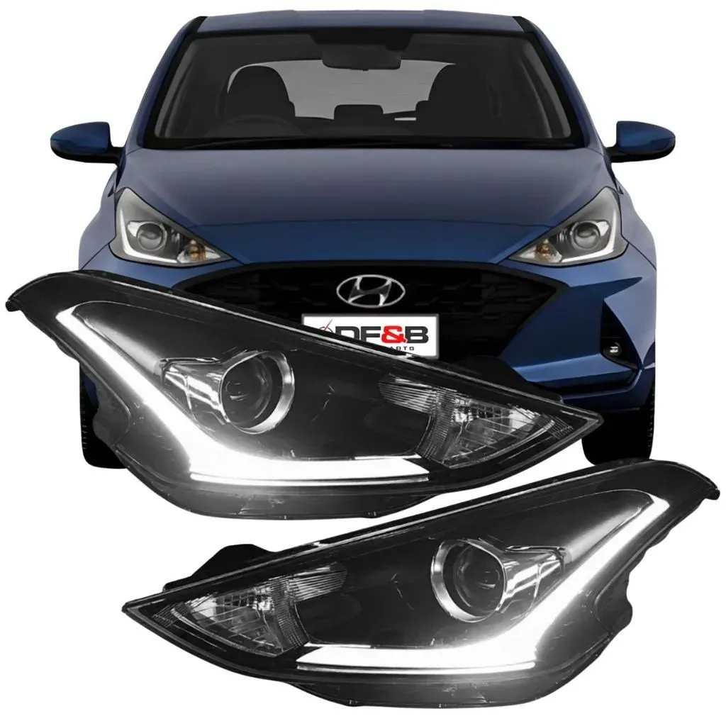 Par Farol Dianteiro com LED HB20 HB20S 2020 2021 2022 Par Farol Dianteiro com LED HB20 HB20S 2020 2021 2022