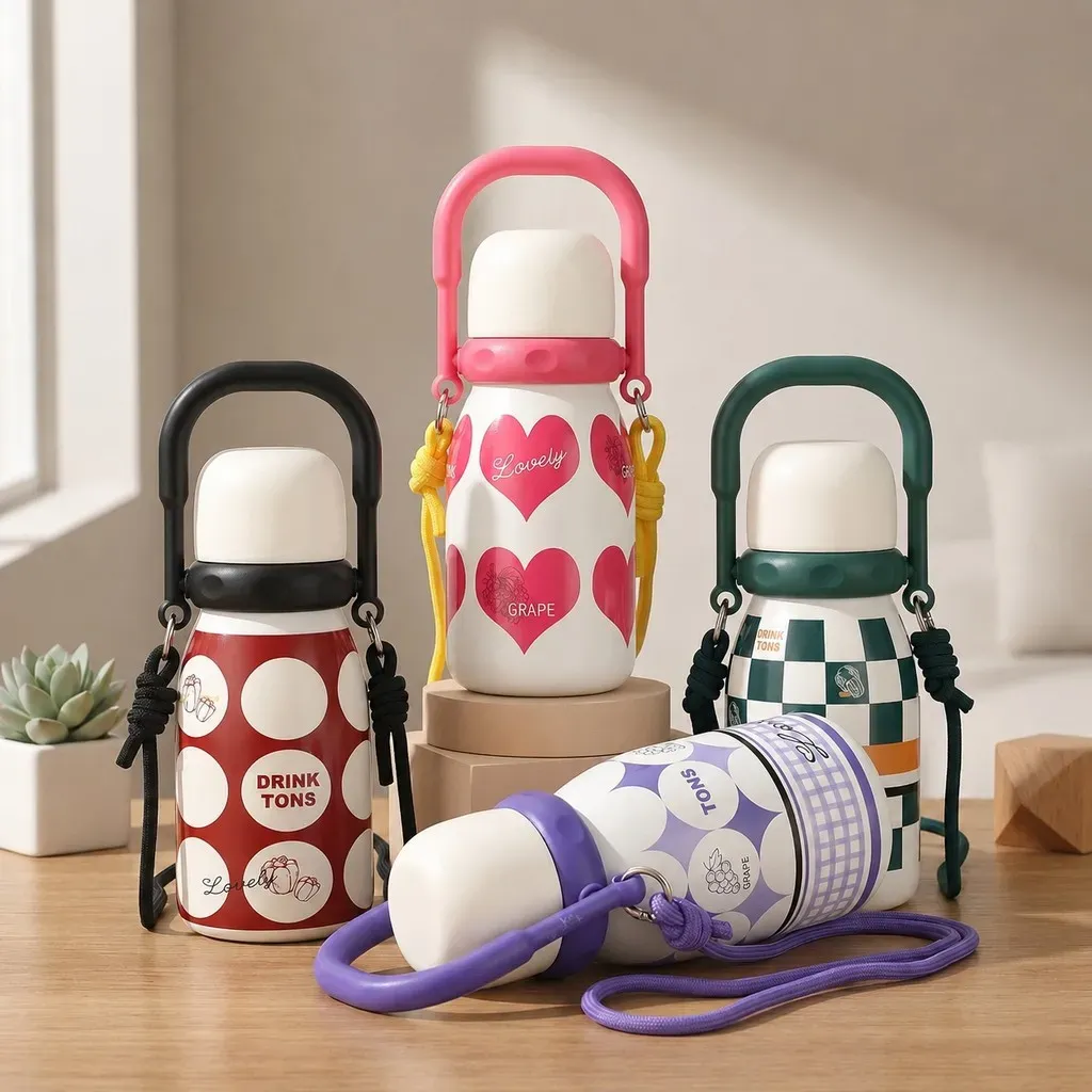 Copo Térmico Infantil 680ml em Aço Inox com 2 Modos de Beber e Alça Copo Térmico Infantil 680ml em Aço Inox com 2 Modos de Beber e Alça