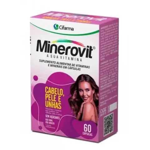 Minerovit Cabelo Pele Unhas 60 Cápsulas Vitaminas Fortalecimento Original Minerovit Cabelo Pele Unhas 60 Cápsulas Vitaminas Fortalecimento Original