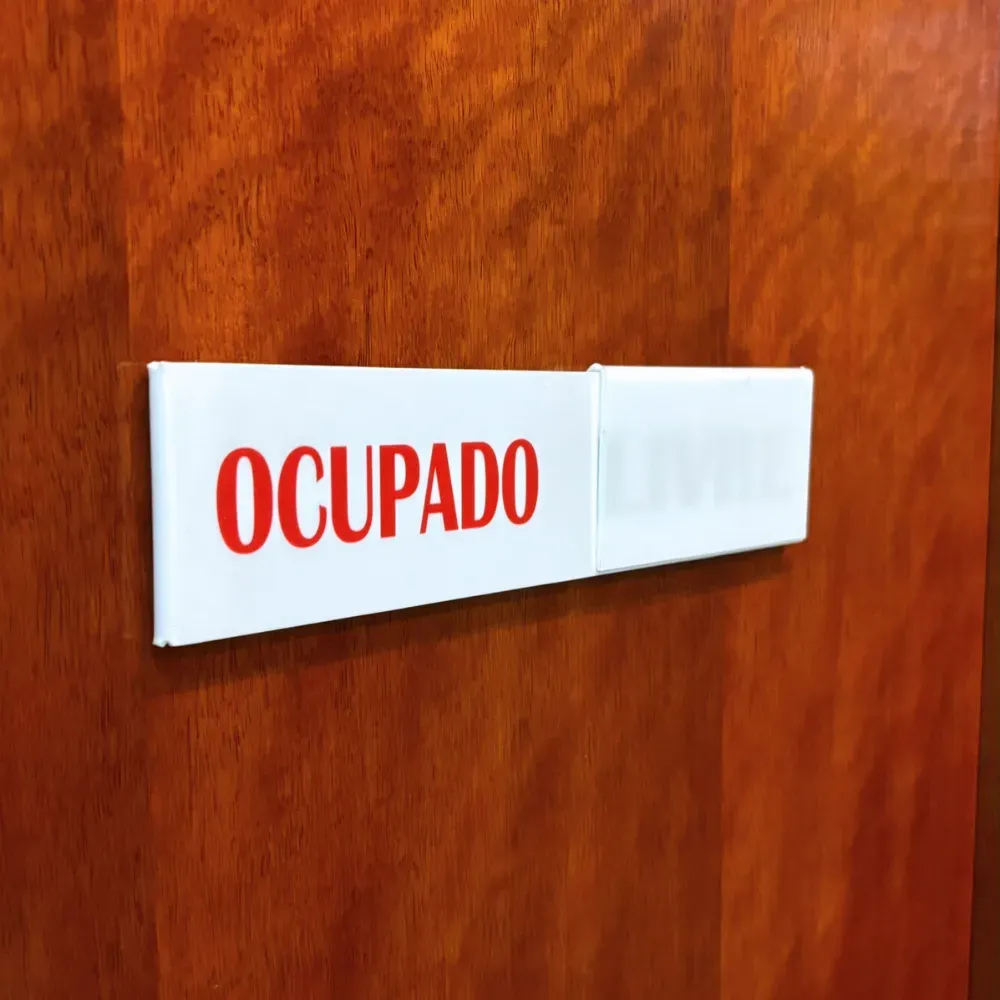 Placa Sinalizadora Deslizante Ocupado ou Livre Dupla Face Placa Sinalizadora Deslizante Ocupado ou Livre Dupla Face