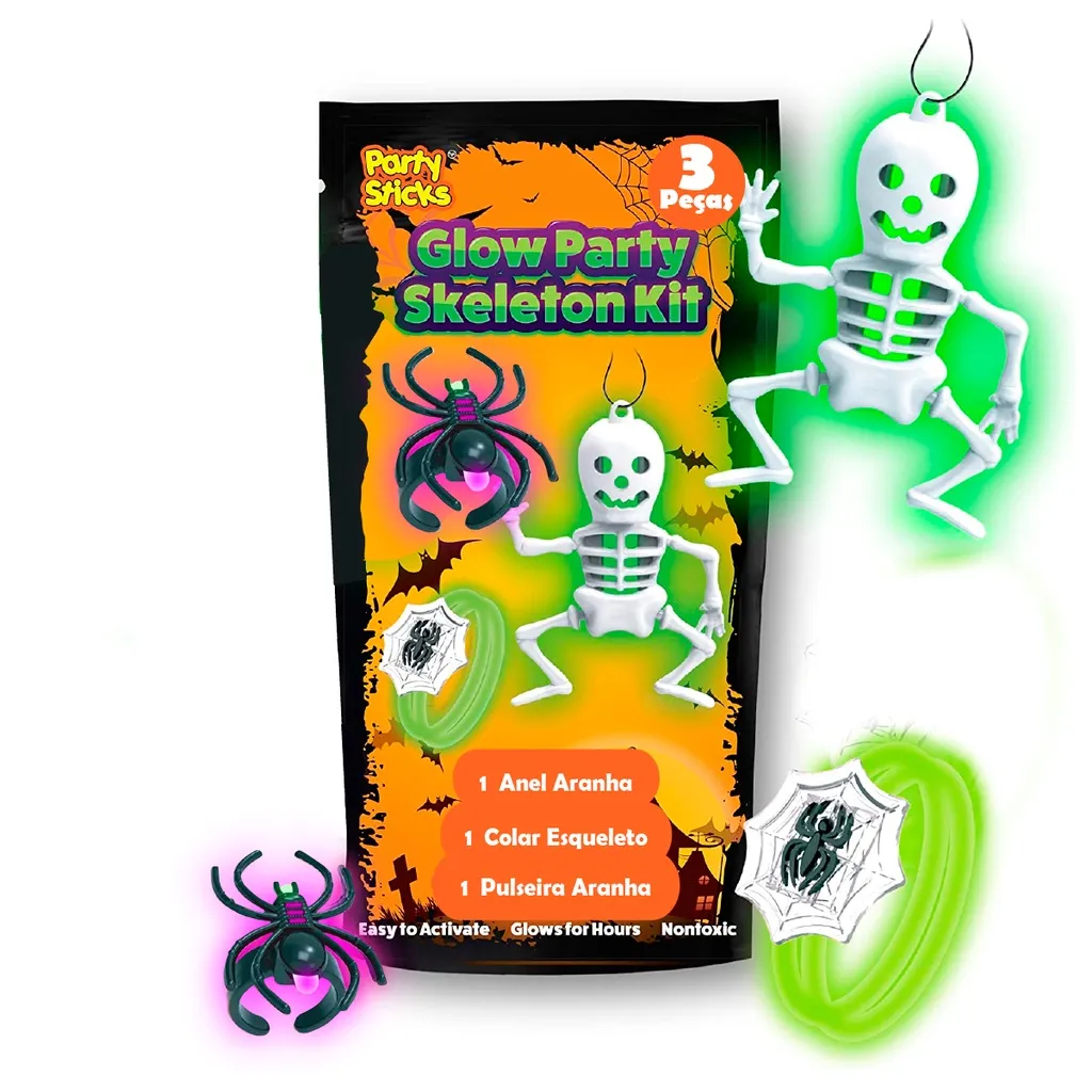 Kit Festa Halloween Neon - 3 Peças Kit Festa Halloween Neon - 3 Peças