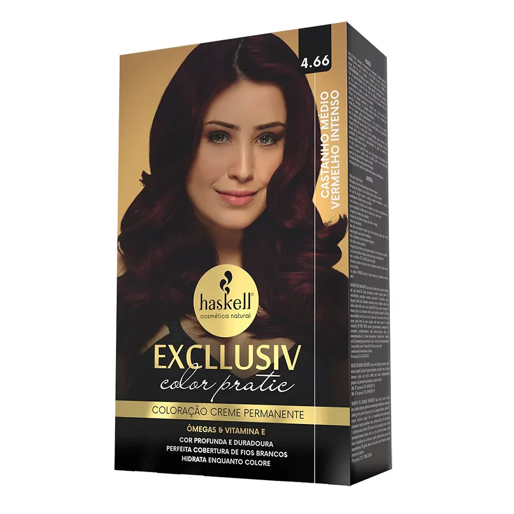 Kit Color Pratic 4.66 - Castanho Médio Vermelho Intenso Haskell Kit Color Pratic 4.66 - Castanho Médio Vermelho Intenso Haskell